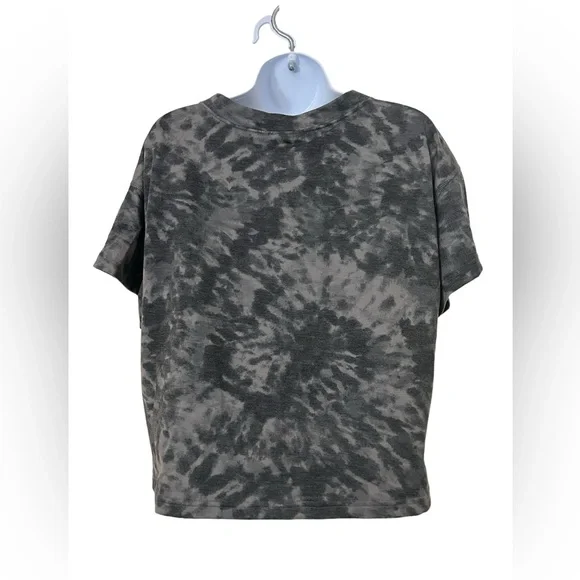 NWT Jenni Women's Gray Swirl Tie Dye Lounge Short Sleeve Crop Top - Picture 3 of 6